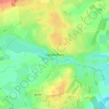 Stamfordham topographic map, elevation, terrain