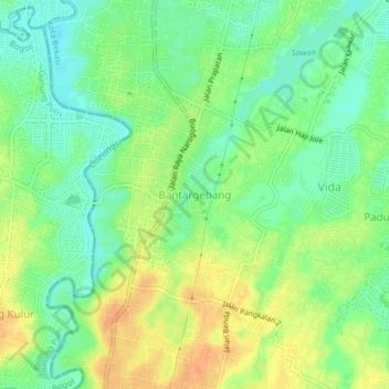 Bantargebang topographic map, elevation, terrain