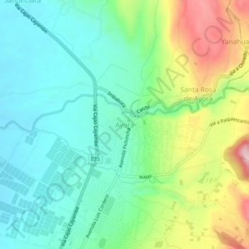 Ayora topographic map, elevation, terrain