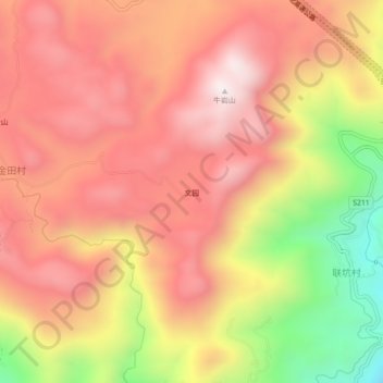 文园 topographic map, elevation, terrain