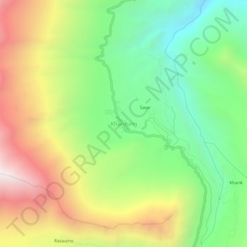 Khardung topographic map, elevation, terrain