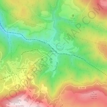 la Molina topographic map, elevation, terrain