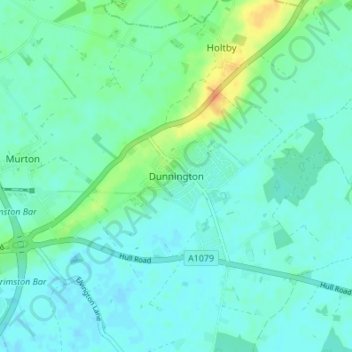 Dunnington topographic map, elevation, terrain