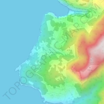 Faralya topographic map, elevation, terrain