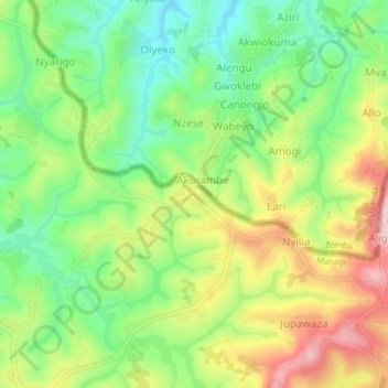 Lubia topographic map, elevation, terrain
