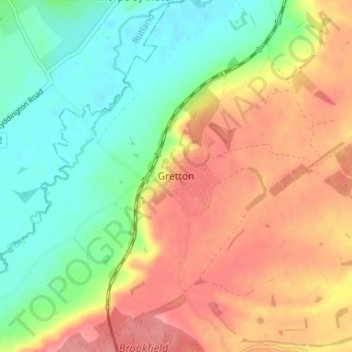 Gretton topographic map, elevation, terrain