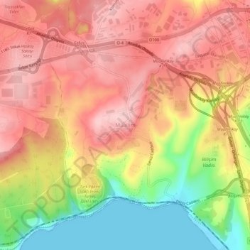 Muallim topographic map, elevation, terrain