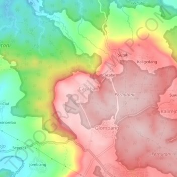 Cacaban topographic map, elevation, terrain