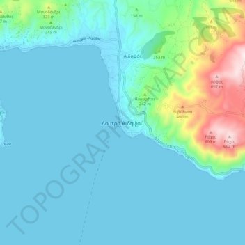 Λουτρά Αιδηψού topographic map, elevation, terrain