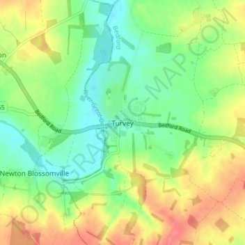 Turvey topographic map, elevation, terrain