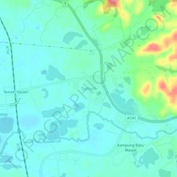 Temoh topographic map, elevation, terrain