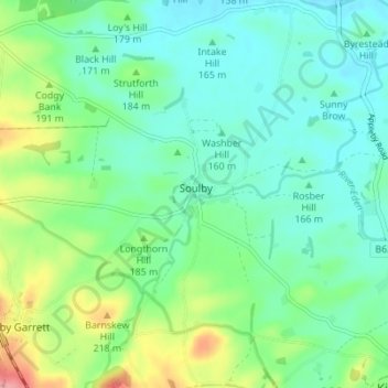 Soulby topographic map, elevation, terrain