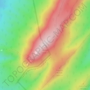 Lairds Knob topographic map, elevation, terrain