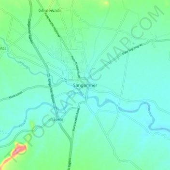 Sangamner topographic map, elevation, terrain