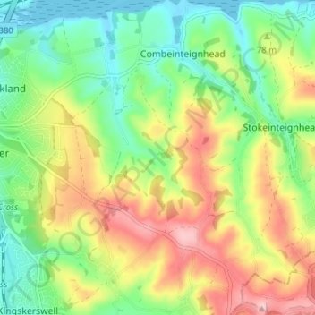 Haccombe topographic map, elevation, terrain