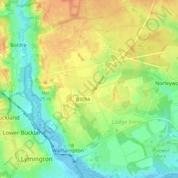 Portmore topographic map, elevation, terrain