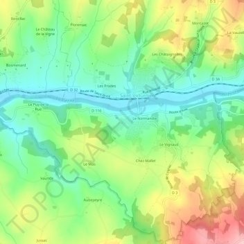 Les Grillons topographic map, elevation, terrain