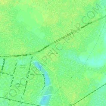 Chinhat topographic map, elevation, terrain