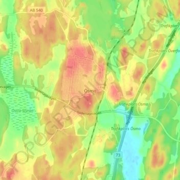 Ösmo topographic map, elevation, terrain