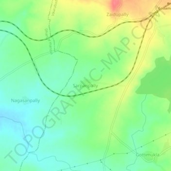 Sarpanpally topographic map, elevation, terrain