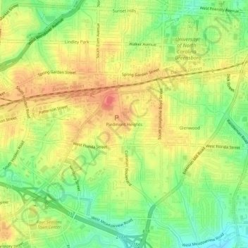 Piedmont Heights topographic map, elevation, terrain