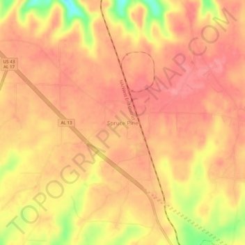 Spruce Pine topographic map, elevation, terrain