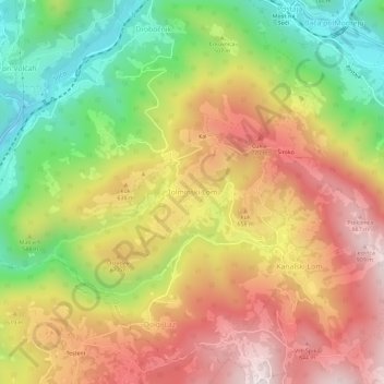 Tolminski Lom topographic map, elevation, terrain