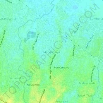 Mangunjaya topographic map, elevation, terrain