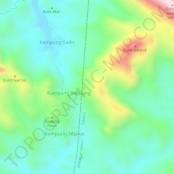 Kampung Semuti topographic map, elevation, terrain