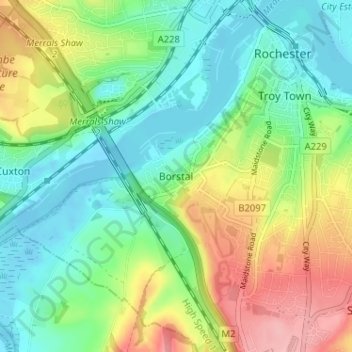 Borstal topographic map, elevation, terrain