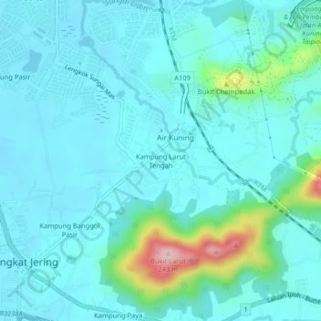 Kampung Larut Tengah topographic map, elevation, terrain