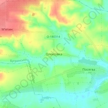 Oleksiivka topographic map, elevation, terrain