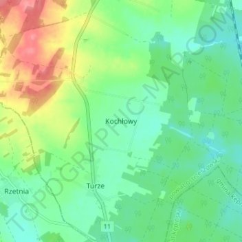 Kochłowy topographic map, elevation, terrain