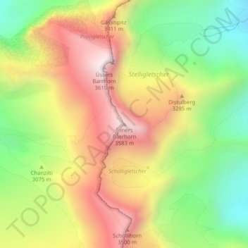 Inners Barrhorn topographic map, elevation, terrain