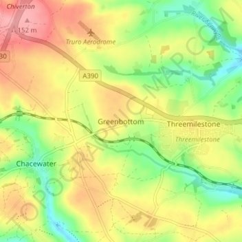 Greenbottom topographic map, elevation, terrain