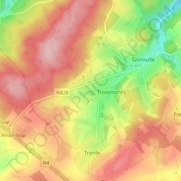 Salle topographic map, elevation, terrain