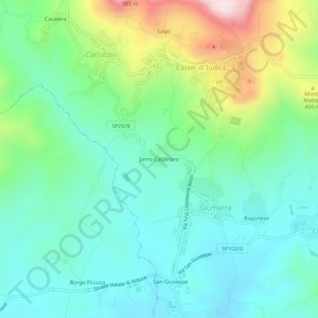 Serro Calderaro topographic map, elevation, terrain