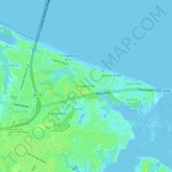 Baylake Pines topographic map, elevation, terrain