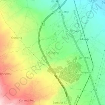 Pakukerto topographic map, elevation, terrain