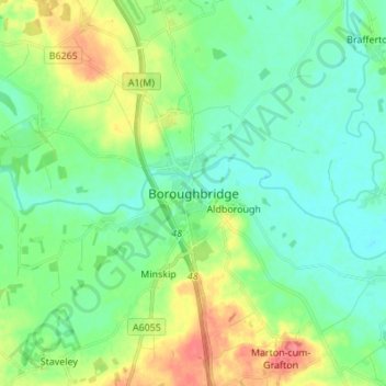 Boroughbridge topographic map, elevation, terrain