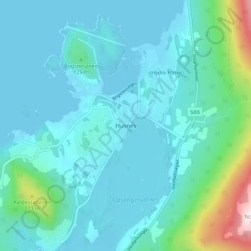 Husnes topographic map, elevation, terrain