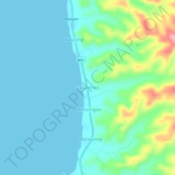 Caganhao topographic map, elevation, terrain