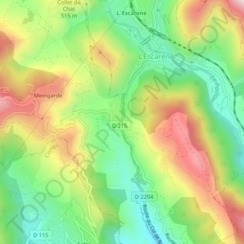 Col De Nice Topographic Map, Elevation, Terrain