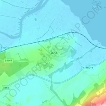 Kirkhill topographic map, elevation, terrain