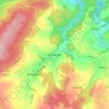 Givroulle topographic map, elevation, terrain