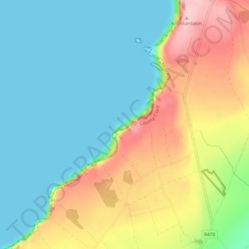 Stookeen Cliff topographic map, elevation, terrain