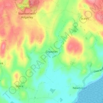 Gleaston topographic map, elevation, terrain