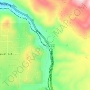 Cable topographic map, elevation, terrain