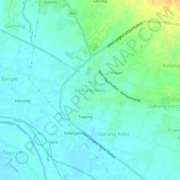 Kedungdowo topographic map, elevation, terrain