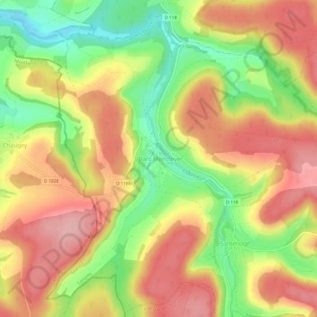 Villars-Montroyer topographic map, elevation, terrain